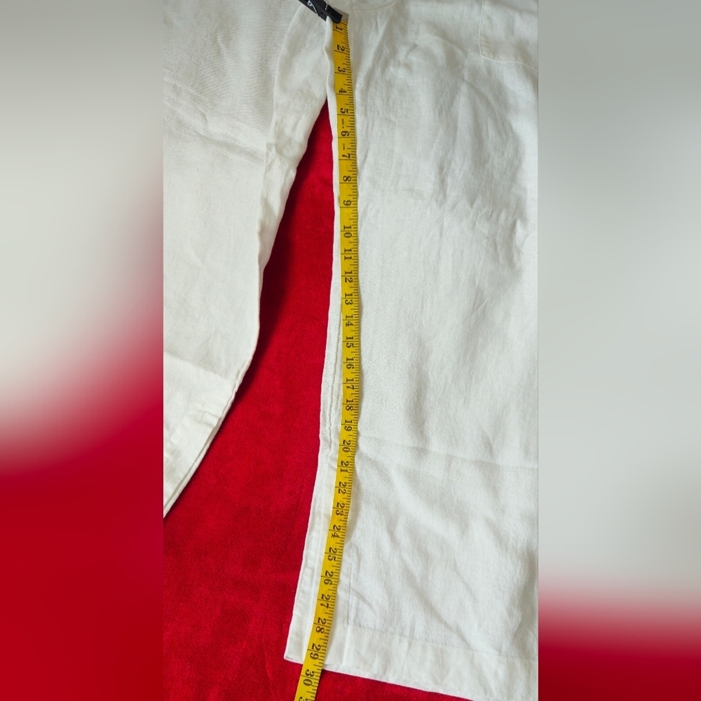 NWT- Athleta White Wide Leg 100% Linen Drawstring Pants - Size XL - Picture 7 of 10